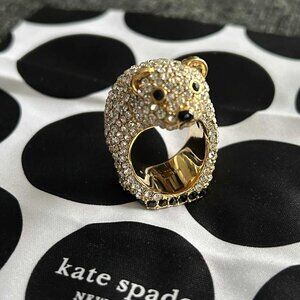 Kate Spade Gold Pave Arctic Friends Polar Bear Cocktail Ring – Size 8